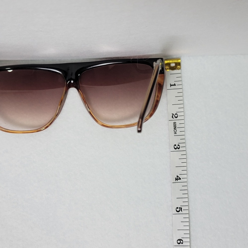 Vintage 1980s Oversized Sunglasses Black Flat Top Brow Tortoise Shell Taiwan ROC - Picture 11 of 11